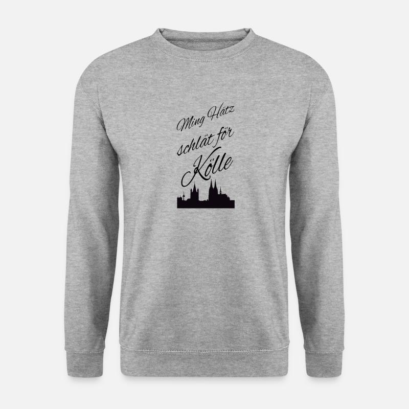 Ming Hätz schlät för Kölle - Stadt Köln - Unisex Pullover - Weißgrau meliert