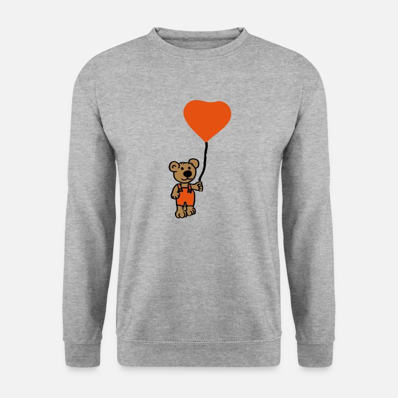 Bär mit Ballon - Unisex Pullover - Weißgrau meliert