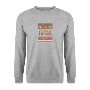 Weihnachten ch liebe umarmungen CHRISTMAS SWEATER - Unisex Pullover - Weißgrau meliert - Vorne - Alina (178cm) & Michal (187cm)