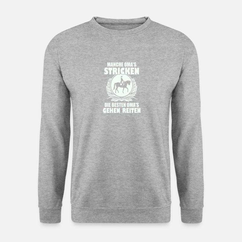 Oma reiten - Unisex Pullover - Weißgrau meliert