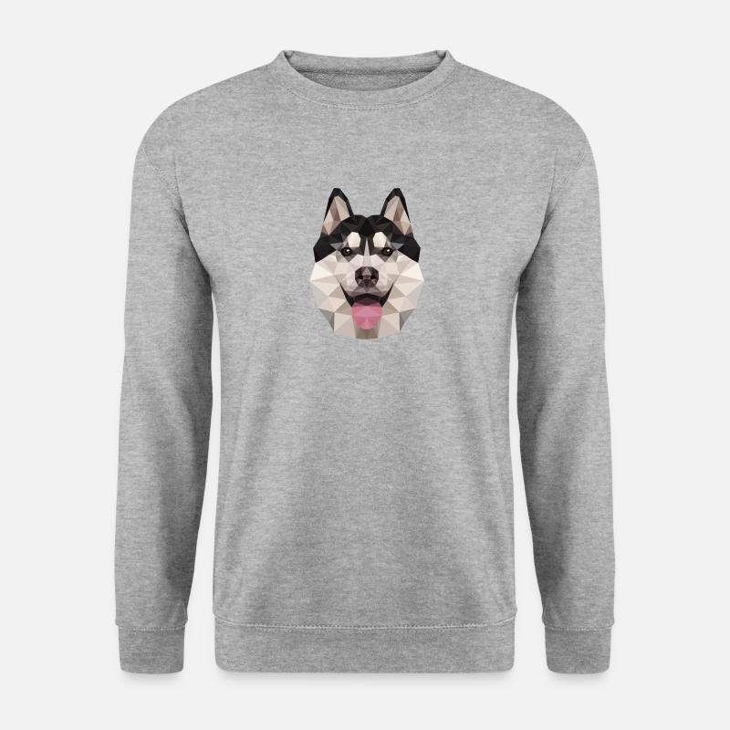 Husky Polygon Hund Dog - Unisex Pullover - Weißgrau meliert
