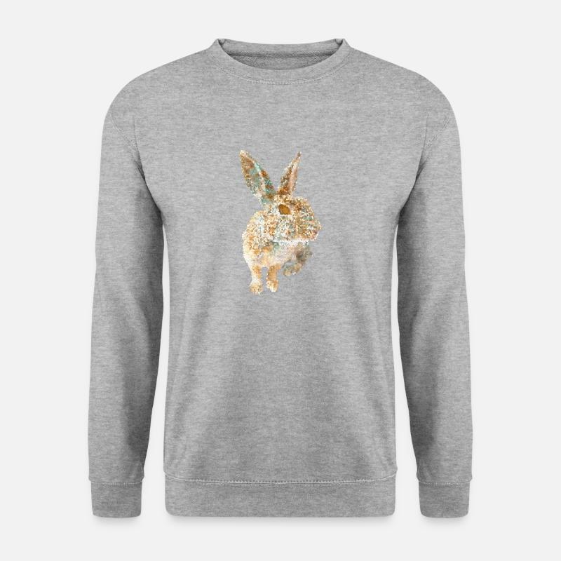 KANINCHEN MOSAIK gold kupfer - Unisex Pullover - Weißgrau meliert