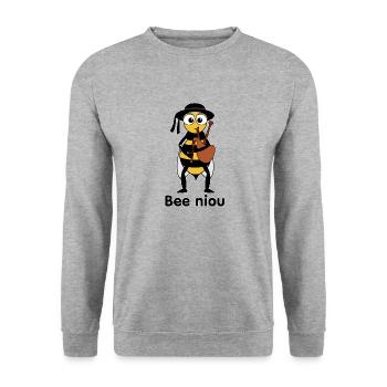 Biene Niou - Unisex Pullover - Weißgrau meliert - Vorne - Alina (178cm) & Michal (187cm)