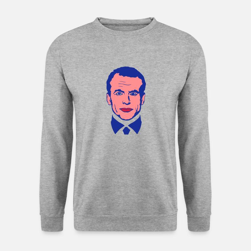 Emmanuel Macron president Frankreich - Unisex Pullover - Weißgrau meliert