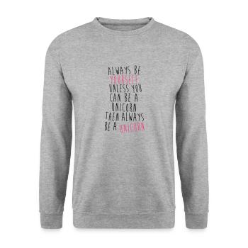 Always be a Unicorn - Unisex Sweatshirt - salt & pepper - Front - Alina (178cm) & Michal (187cm)