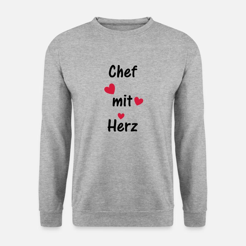 Chef mit Herz - Unisex Pullover - Weißgrau meliert
