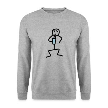 Strichmännchen trinkt - V2 - Unisex Pullover - Weißgrau meliert - Vorne - Alina (178cm) & Michal (187cm)