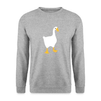 VERY angry white goose - Unisex Sweatshirt - salt & pepper - Front - Alina (178cm) & Michal (187cm)