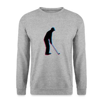 3D Silhouette Golf - Unisex Pullover - Weißgrau meliert - Vorne - Alina (178cm) & Michal (187cm)