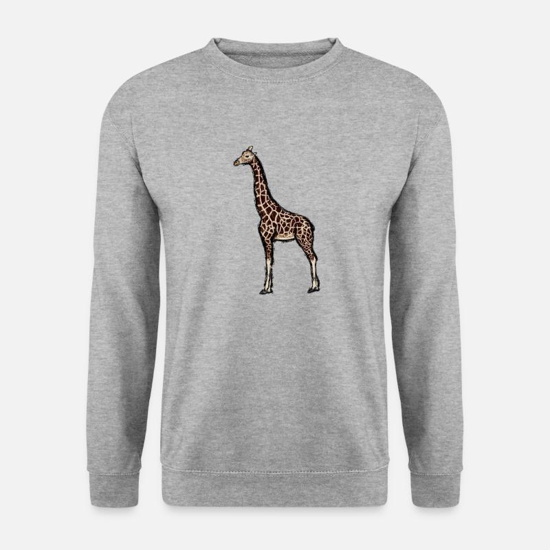 Design mit einer Giraffe 1 - Unisex Pullover - Weißgrau meliert