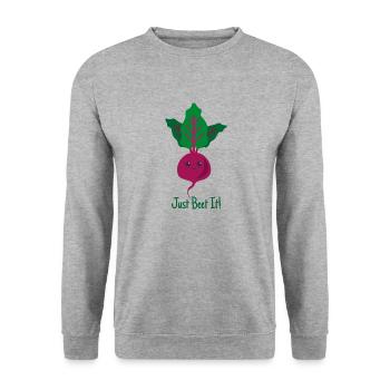 Just beet it gift plants Vegan saying - Unisex Sweatshirt - salt & pepper - Front - Alina (178cm) & Michal (187cm)