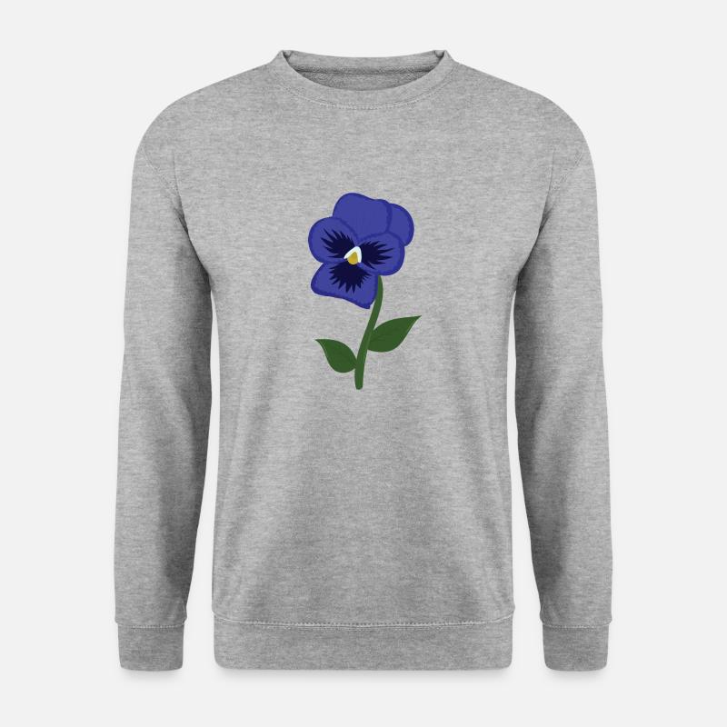 Garten-Stiefmütterchen - Unisex Pullover - Weißgrau meliert