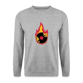 Fire Vinyl Record Music - Unisex Sweatshirt - salt & pepper - Front - Alina (178cm) & Michal (187cm)