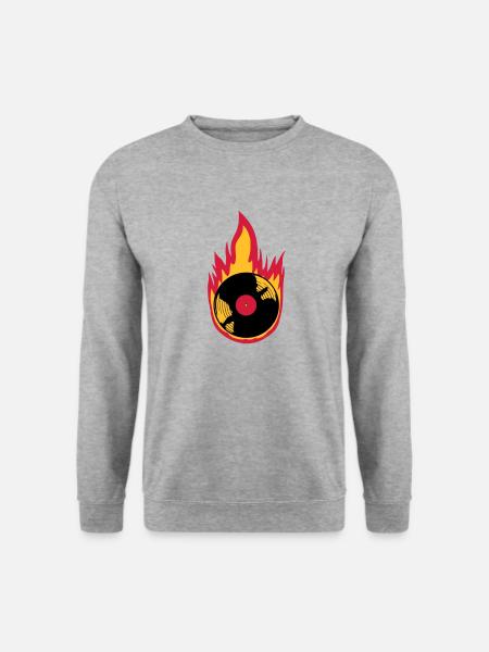 Musique de disque vinyle Fire - Sweat-shirt Unisexe - gris chiné