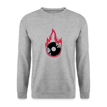 Fire Vinyl Record Music - Unisex Sweatshirt - salt & pepper - Front - Alina (178cm) & Michal (187cm)