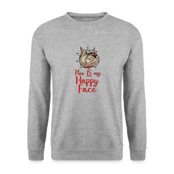 Angry Gesicht Gesicht Cartoon glückliches Gesicht Cartoon - Unisex Pullover - Weißgrau meliert - Vorne - Alina (178cm) & Michal (187cm)