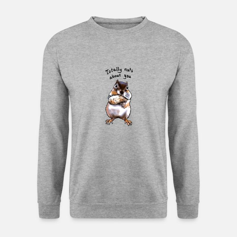 Ich bin total verrückt nach dir - Eichhörnchen - Unisex Pullover - Weißgrau meliert