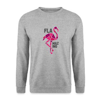 flamazing flamingo - Unisex Pullover - Weißgrau meliert - Vorne - Alina (178cm) & Michal (187cm)