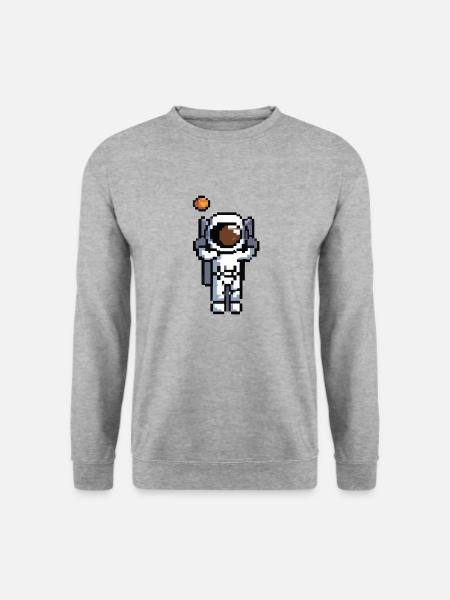 Astronaut verpixelt Weltraum Geschenkidee - Unisex Pullover - Weißgrau meliert