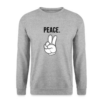 peace hand - Unisex Pullover - Weißgrau meliert - Vorne - Alina (178cm) & Michal (187cm)