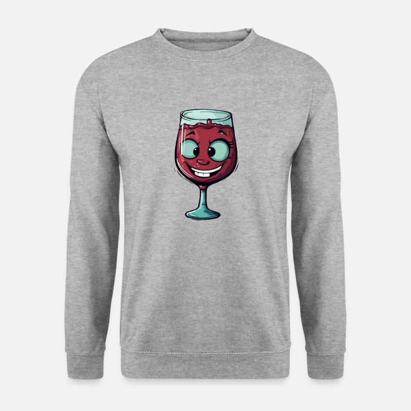 Glückliches Glas Wein - Unisex Pullover - Weißgrau meliert