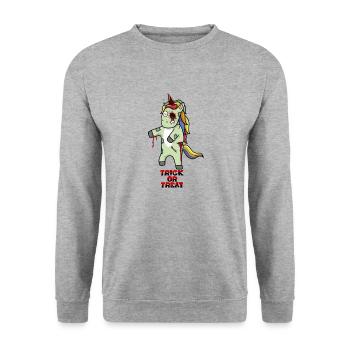 Halloween Trick or Treat Licorne Einhorn - Sweat-shirt Unisexe - gris chiné - Devant - Alina (178cm) & Michal (187cm)