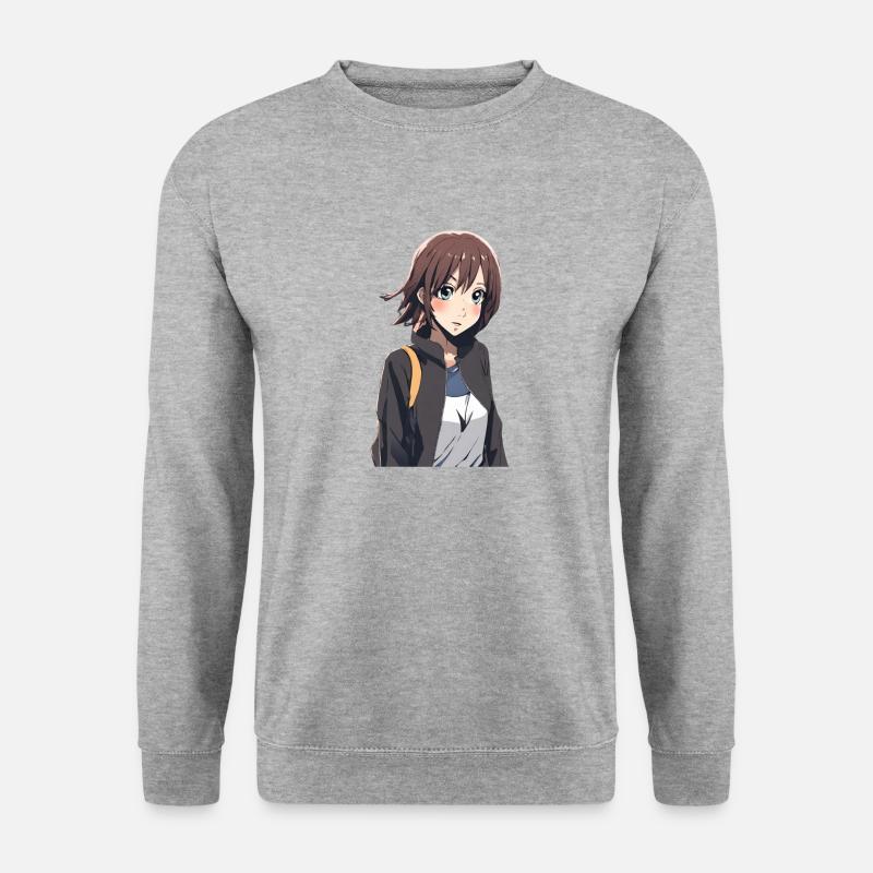 Mangamädchen - Unisex Pullover - Weißgrau meliert