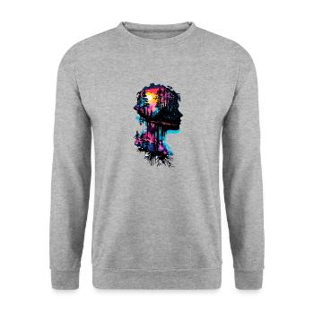 Silhouette / Forest / Portrait / Trees / Person - Unisex Sweatshirt - salt & pepper - Front - Alina (178cm) & Michal (187cm)