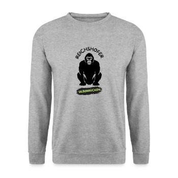 Reichshofer Silberrücken schwarz - Unisex Pullover - Weißgrau meliert - Vorne - Alina (178cm) & Michal (187cm)