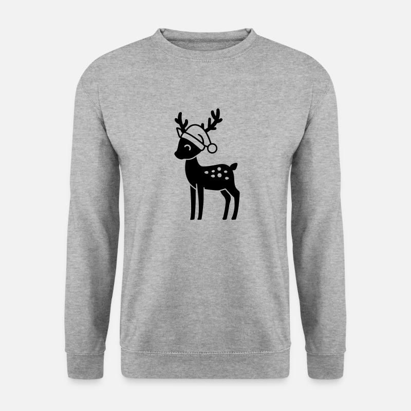 Weihnachtsrentiere - Unisex Pullover - Weißgrau meliert