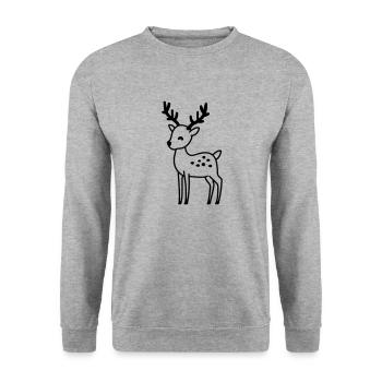 Weihnachtsrentiere - Unisex Pullover - Weißgrau meliert - Vorne - Alina (178cm) & Michal (187cm)