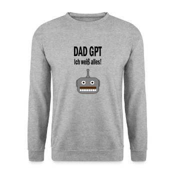 DAD GPT - Ich weiß alles! - Unisex Pullover - Weißgrau meliert - Vorne - Alina (178cm) & Michal (187cm)