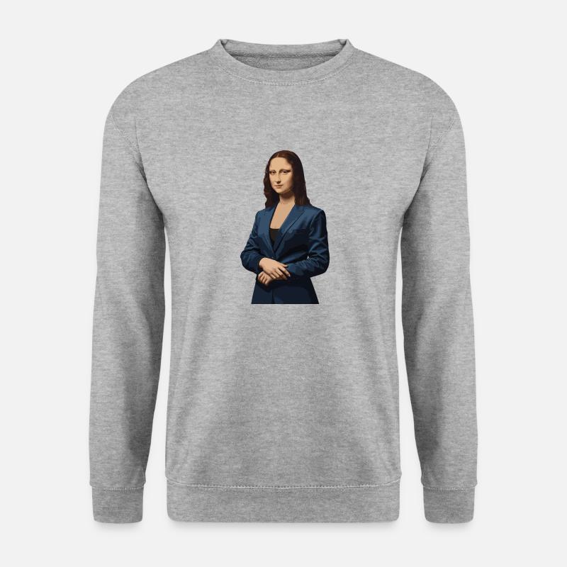 Mona Lisa Geschäftsfrau - Unisex Pullover - Weißgrau meliert
