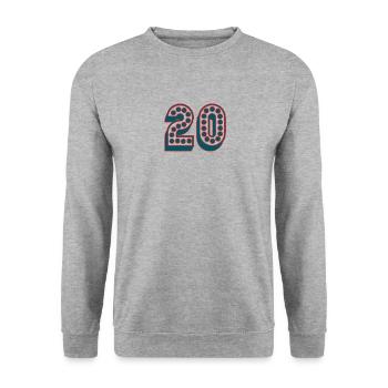 20. 20 ANS. 20e ANNIVERSAIRE. ANNIVERSAIRE 20 ANS. - Sweat-shirt Unisexe - gris chiné - Devant - Alina (178cm) & Michal (187cm)