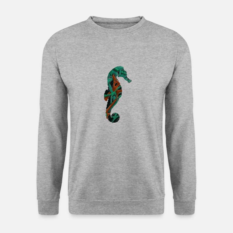 Seepferdchen-Kunst - Unisex Pullover - Weißgrau meliert