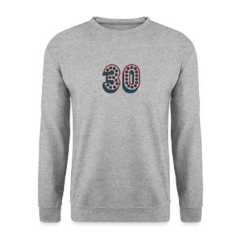30. 30 YEARS. 30th ANNIVERSARY. 30TH ANNIVERSARY. - Unisex Sweatshirt - salt & pepper - Front - Alina (178cm) & Michal (187cm)