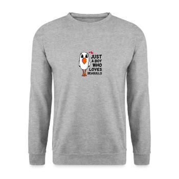 Only a boy who loves seagulls saying gift - Unisex Sweatshirt - salt & pepper - Front - Alina (178cm) & Michal (187cm)