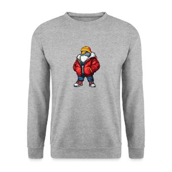 Colombe oiseau drôle d’hiver - Sweat-shirt Unisexe - gris chiné - Devant - Alina (178cm) & Michal (187cm)