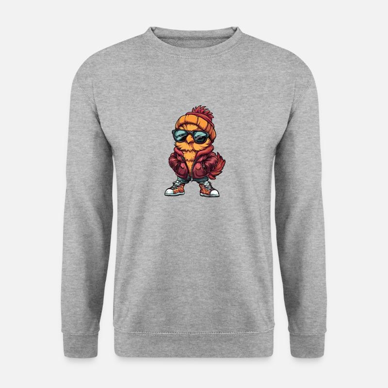 Hahn Cool Comic - Unisex Pullover - Weißgrau meliert