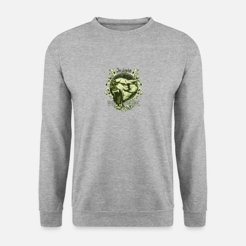 insignia wolf canis lupus - Unisex Pullover - Weißgrau meliert