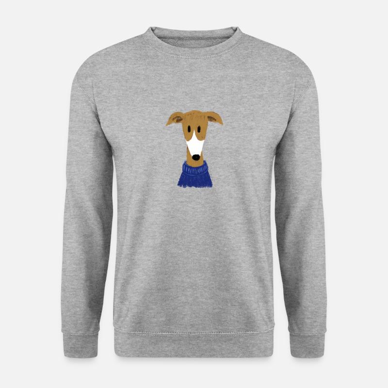 Windhund in blauem Pulli - Unisex Pullover - Weißgrau meliert
