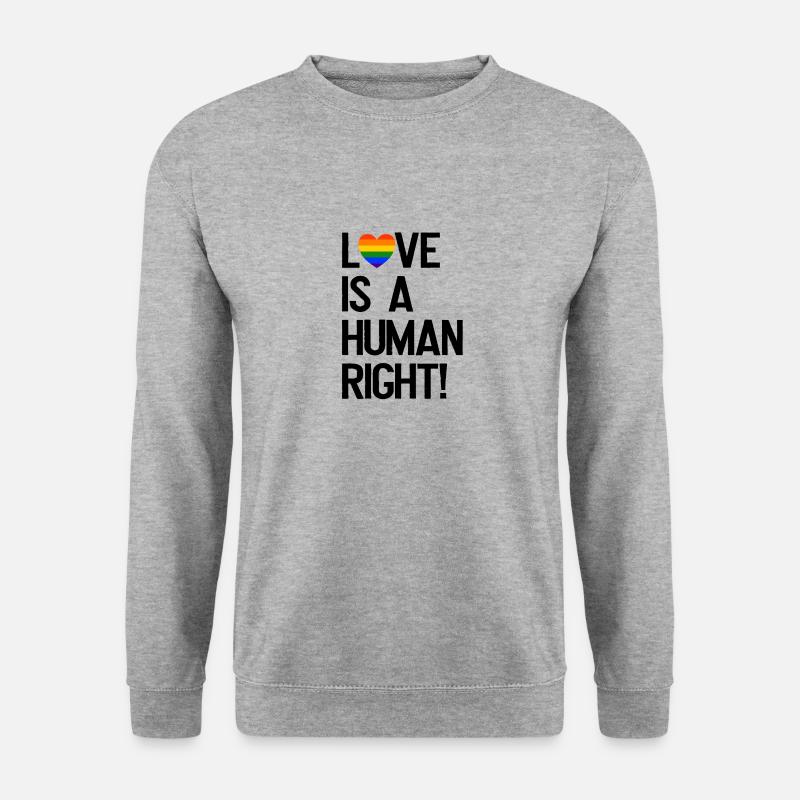 Love is a human right LGBT Gay Pride Regenbogen - Unisex Pullover - Weißgrau meliert