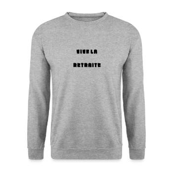 RETRAITE. RETRAITE. RETRAITEE. RETRAITE - Sweat-shirt Unisexe - gris chiné - Devant - Alina (178cm) & Michal (187cm)