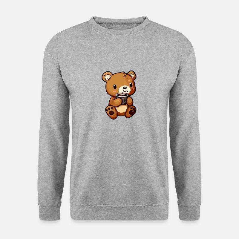 Kaffee Bär - Unisex Pullover - Weißgrau meliert