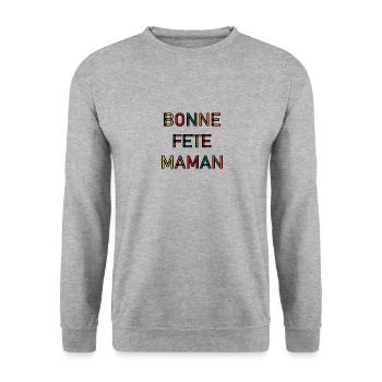 BONNE FÊTE. FÊTE DES MÈRES. FÊTE DES PÈRES. FÊTE - Sweat-shirt Unisexe - gris chiné - Devant - Alina (178cm) & Michal (187cm)