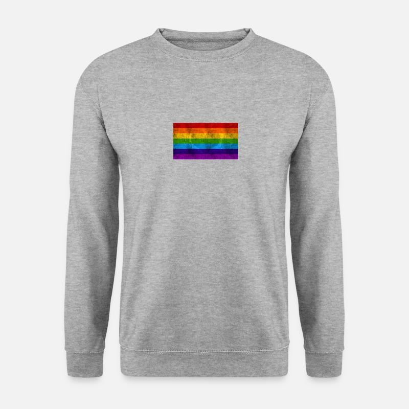 Regenbogen Flagge - Unisex Pullover - Weißgrau meliert