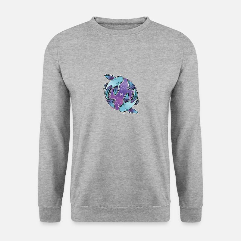 Sternzeichen Fisch - Unisex Pullover - Weißgrau meliert
