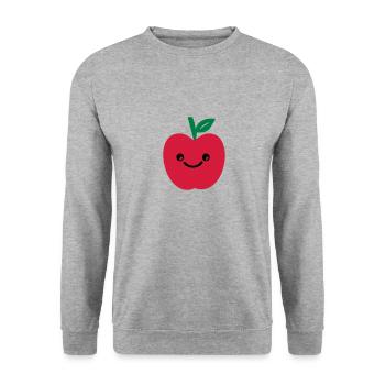 apfel smile - Unisex Pullover - Weißgrau meliert - Vorne - Alina (178cm) & Michal (187cm)