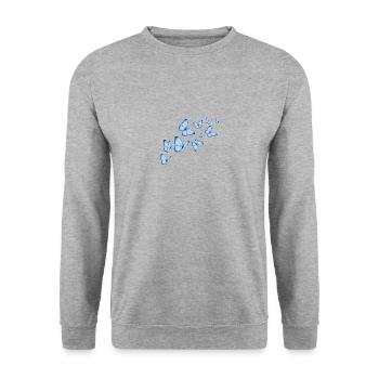 Schmetterlinge - Unisex Pullover - Weißgrau meliert - Vorne - Alina (178cm) & Michal (187cm)