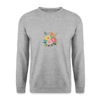 Blumenstrauß,Pfingstrosen,Mohnblumen,vintage,Blume - Unisex Pullover - Weißgrau meliert - Vorne - Alina (178cm) & Michal (187cm)